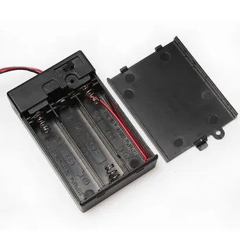 

H D S N H Wholesale 100PCS/lot AA Size Power Battery Storage Case Box Holder Leads 4.5V 3*AA Battery Storage Box Switch&Cover