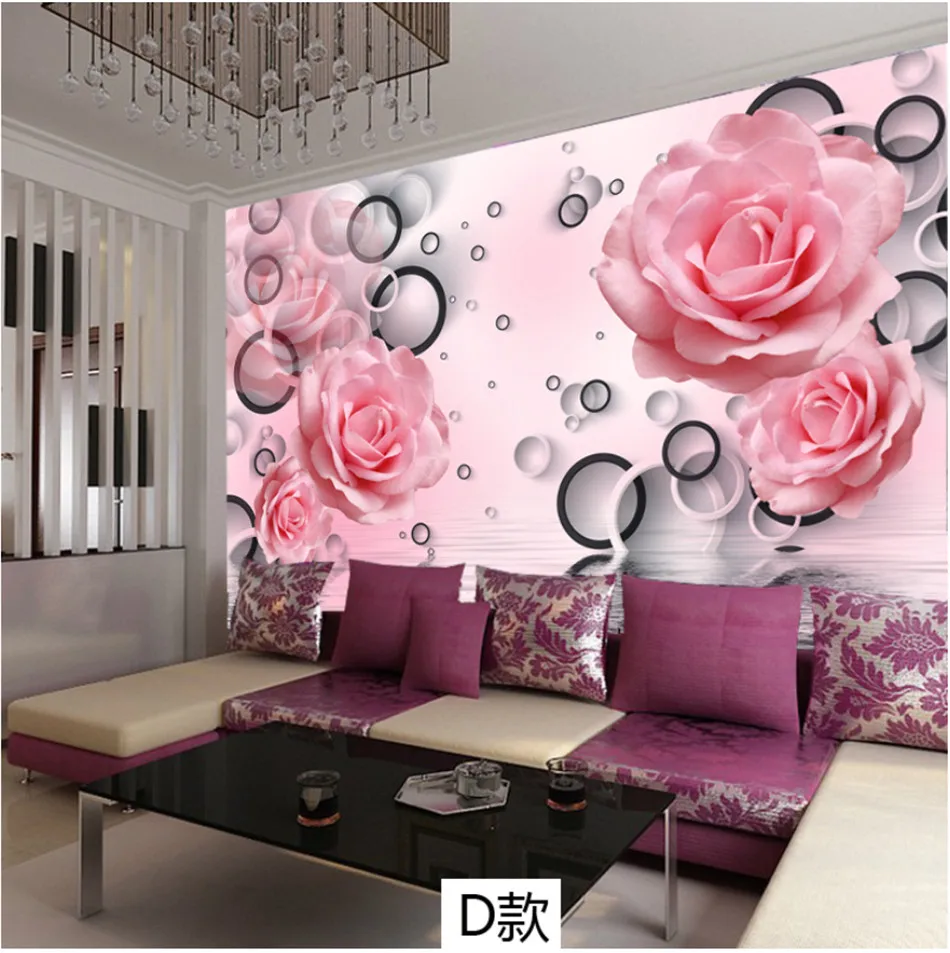 Современная простая гостиная спальня синий красный фиолетовый роза стенная роспись ФЛОРИСТИЧЕСКИЕ обои 3D большие обои для стен Papel де Parede