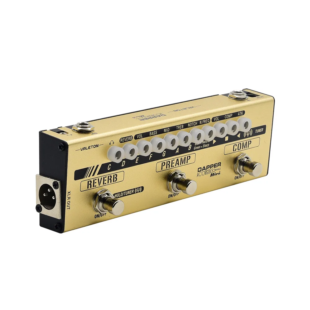 

Dapper Acoustic Mini Effect Strip Tuner Overdrive Distortion Delay Comp Preamp Reveb for Acoustic Player MES-4