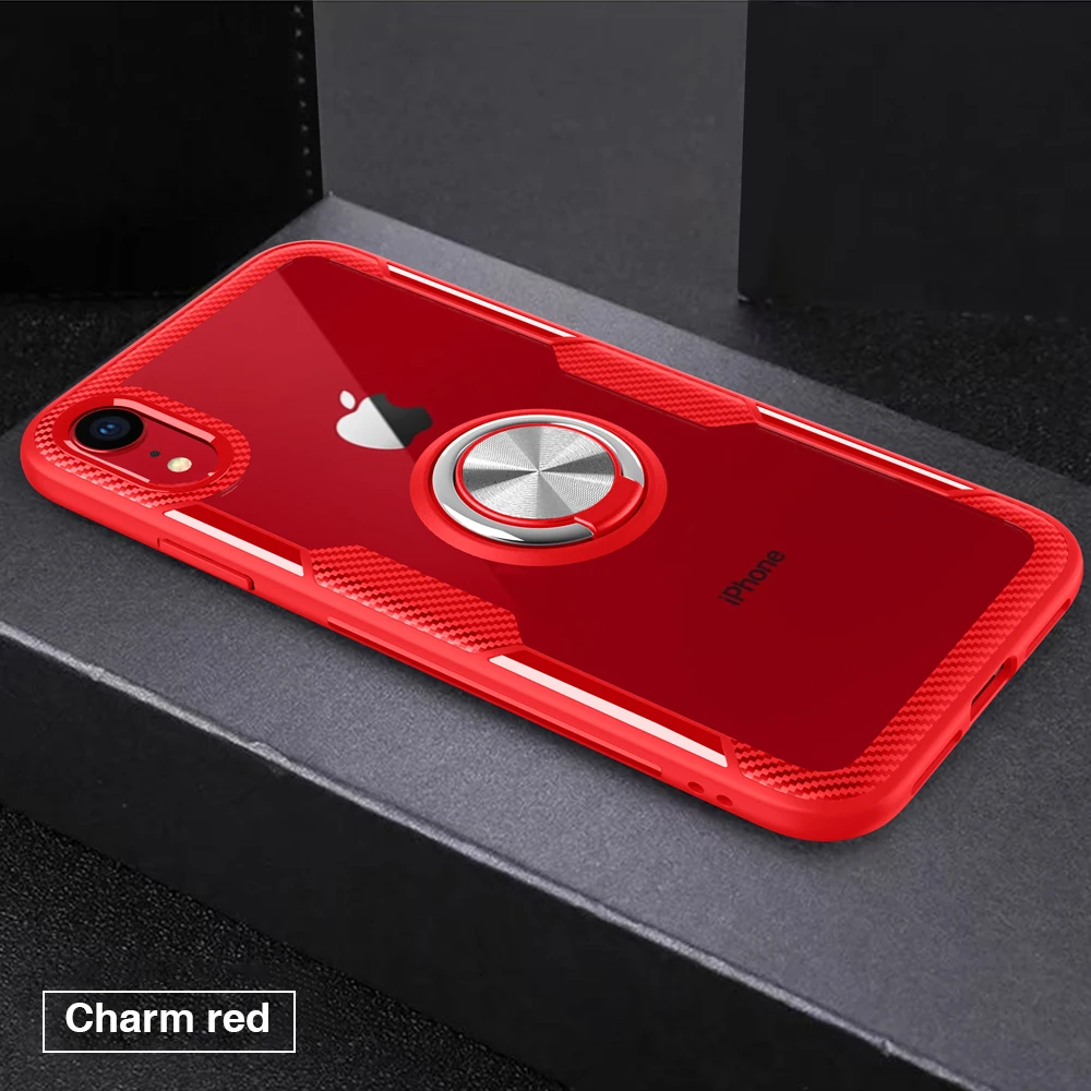 Чехол для телефона для iphone 11 Pro XS Max чехол прозрачный автомобильный Магнитный чехол-держатель для iphone 7 6 S 6 S 8 Plus X XR чехол 7Plus Coque Fundas - Цвет: Red