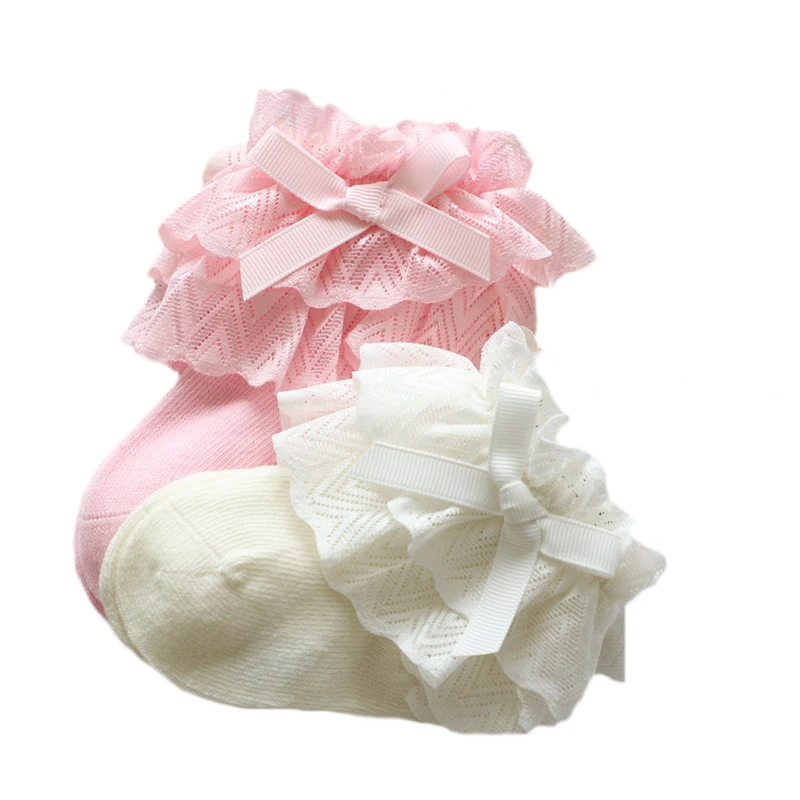 New Baby Girls Socks Cotton Lace Bowknot Infant baby socks Newborn Sweet Princess Style Ruffle Baby Girls Accessories Toddler