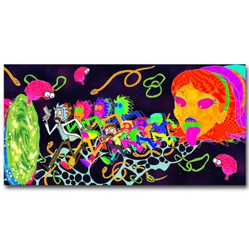 

Rick and Morty Anime Art Silk Fabric Poster Print 13x26 inch Cartoon Trippy Picture for Living Room Wall Decoration Gift 032
