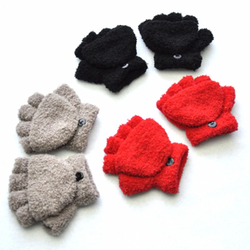 

Do dower New Arrival Winter Warm Mittens children Cute 6 colors Flap Gloves Kids for Boys Girls 10cm*5cm Full Finger Mittens