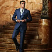 Индивидуальные Новинка; Лидер продаж деловой костюм смокинг для жениха мужские Slim Fit костюм жениха костюм штаны куртка+ штаны+ галстук+ Жилет