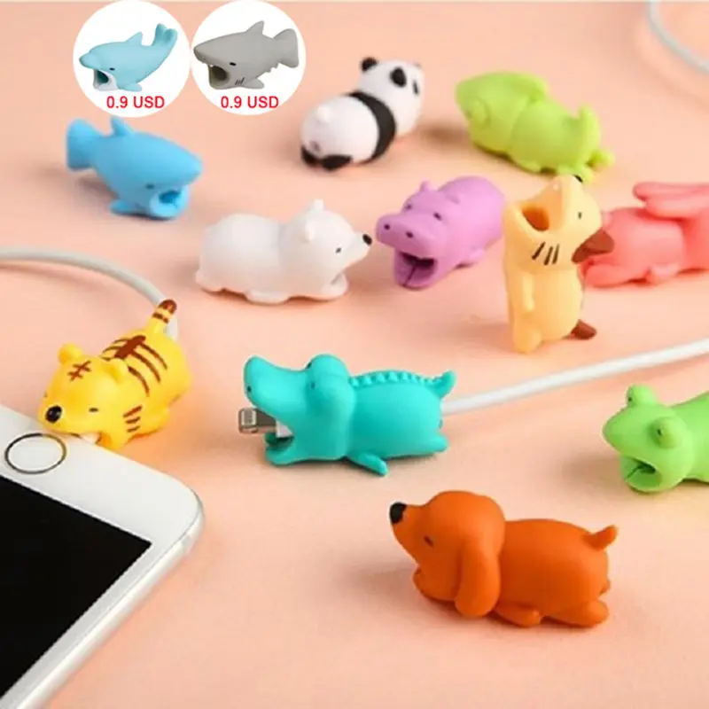 

New kawaii Cable Bite Animal iphone Protector Shaped Winder Dog Bite Phone Accessory Prank Toy Funny for dropshipping Random
