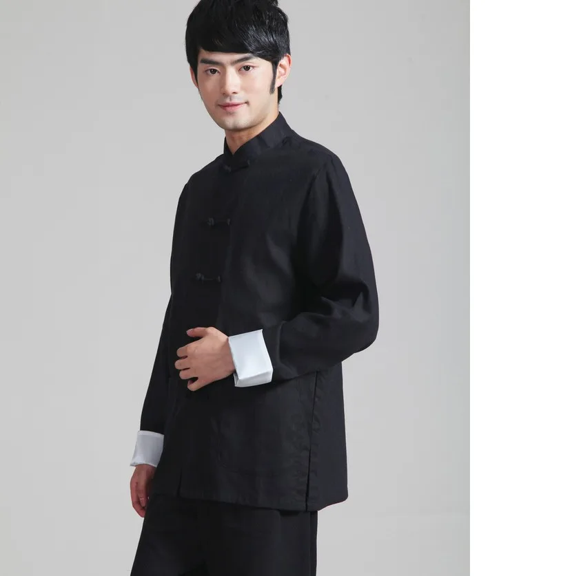 Рубашка мужская хлопково льняная винтажная Униформа кунг фу с китайскими