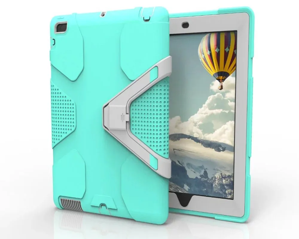 10 шт./ модный силиконовый чехол для iPad 2/3/4 роскошный противоударный 360 Полный корпус защитный чехол в виде геометрических фигур поддержки оболочки - Цвет: Mint green and gray