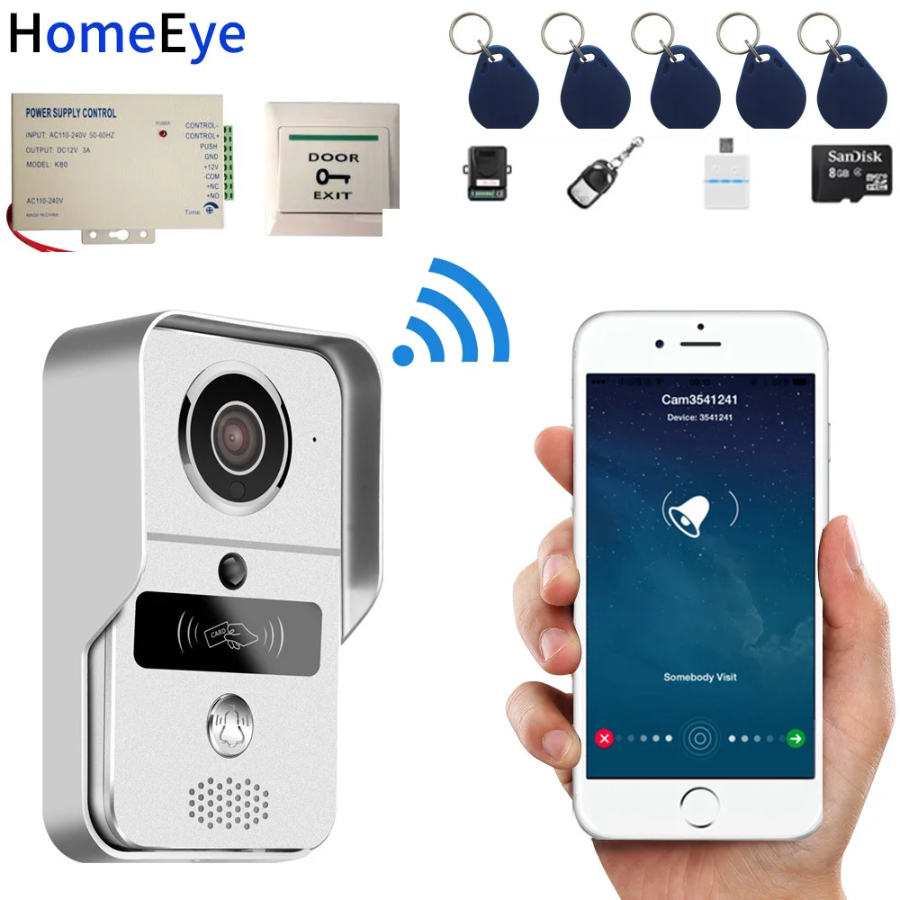 720P Wireless Video Intercom IP Wifi Door Phone Smart Doorbell Remote Unlock Waterproof Motion Detection PIR RFID Card 8G Card 720P Wireless Video Intercom IP Wifi Door Phone Smart Doorbell Remote Unlock Waterproof Motion Detection PIR RFID Card 8G Card