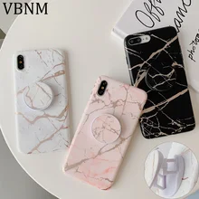 Luxury Gold Strip Crack Marble Holder Phone Case For iPhone 11 Pro Max 12 Mini XR X XS 7 8 Plus SE 2020 Soft Silicon Stand Cover