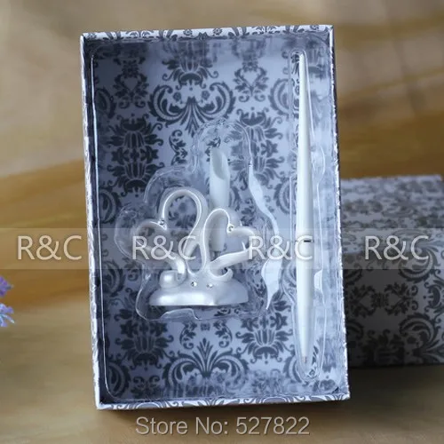 Free Shipping Double Hearts Wedding Pen Resin with Exquisite Packaging for Wedding Favors Gift Party Brithday Gift