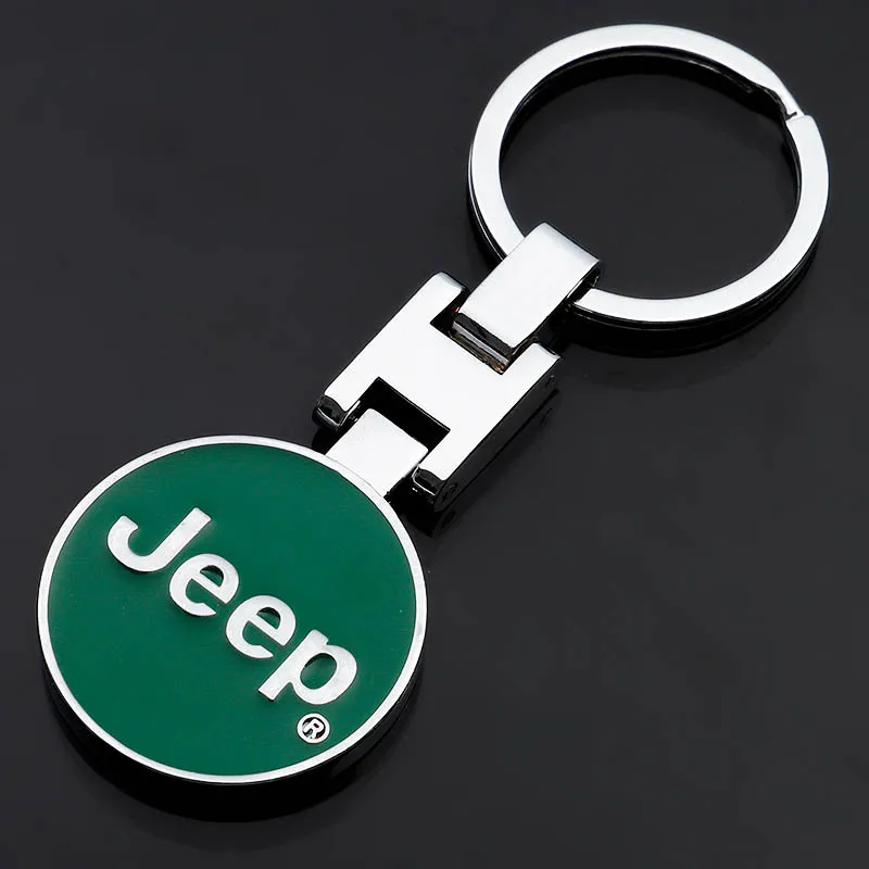 

Jeep green car logo metal keychain advertising waist hanging key ring pendant