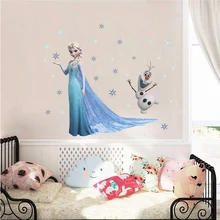 Adesivo de parede frozen da rainha olaf, decoração de quartos infantis, decalques de desenho animado para casa, arte de mural, poster de filme