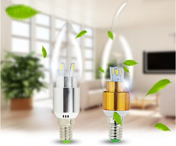 

5pcs/lot LED Candle Lamp bulb Awl Cone tail Stretch long tail E14 E12 3W 5W 7W 9W four fork metal sharp tail candle light lamp