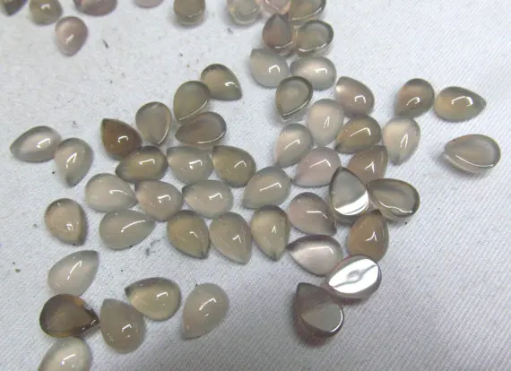 

50pcs 7-10mm Natural Onxy Cabochon Deardrop Stacking Ring Stackable Rings Earrings Jewelry Designer Handmade Handcut Grey Stone