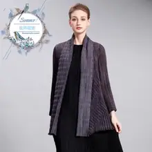 Miyake сжимающий складной кардиган с длинными рукавами двойной получить дизайн пальто чайной церемонии