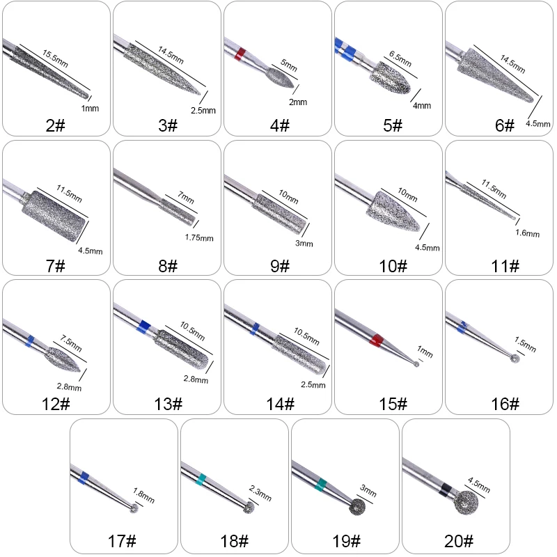 24 типа алмазного сверла для ногтей, набор фрез для ногтей, электрическое сверло для ногтей, для маникюра, педикюра, сверла, биты-Аксессуары