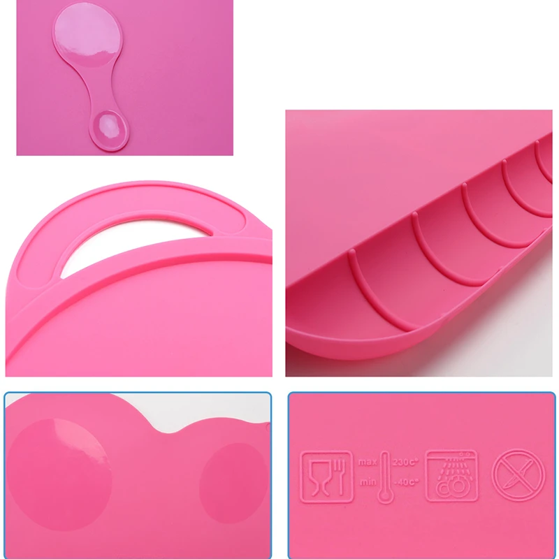 4 Colors Baby Silicon Plate Sucker Slip-resistant One Piece Baby Silicone Placemat Bowl Waterproof Kid Dinner Plate Tableware