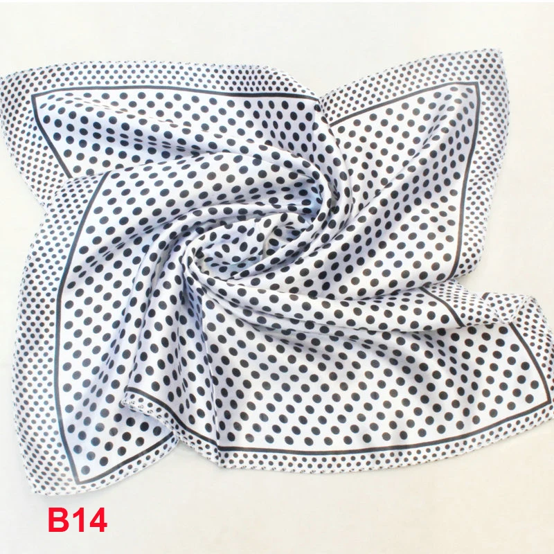 

Fashion Brand Female 50cm white dots scarf bandanas handkerchief neckerchief Polyester Square Scarf/Shawl For Ladies b014