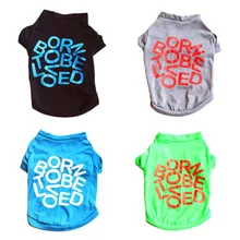 Одежда для домашних животных с буквами, весна-лето, хлопковая футболка для маленьких собак, удобный жилет для щенков, одежда синего, серого, зеленого и черного цветов
