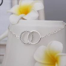 New Arrival Wholesale 925 Sterling Silver Anklets 925 Silver Fashion Jewelry Double Circle Zircon Anklets SMTA005