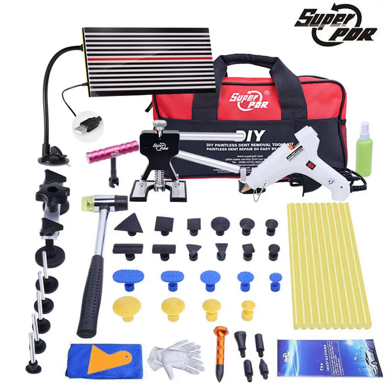 

PDR LED Line Board Dent Reflector Lamp Dent Lifter Rubber Hammer Glue Gun 10 Pcs Glue sticksDent Repair Tools