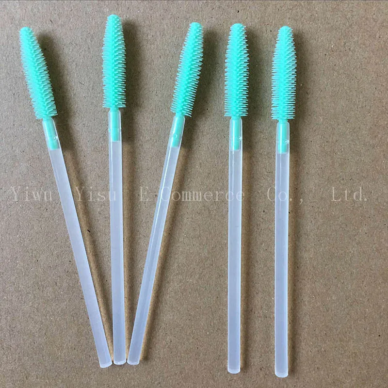 

200Pcs Disposable Cosmetic Eyelash Brush Mint Mascara Wands Applicator Spoolers Silicone Transparent Handle+ Mint Gree Eye Brush