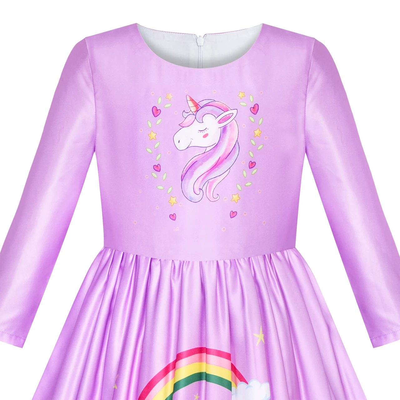Sunny Fashion платья для девочек новогодние костюмы Длинный рукав единорог Замок