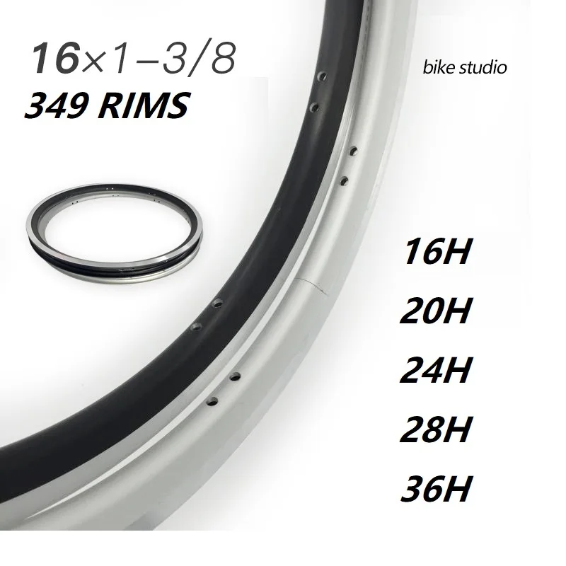 349 велосипедные двухслойные диски 16 дюймов 1-3/8 Brompton складной велосипед Алюминиевый сплав CNC обод черный серебристый 16 20 24 28 36 отверстие