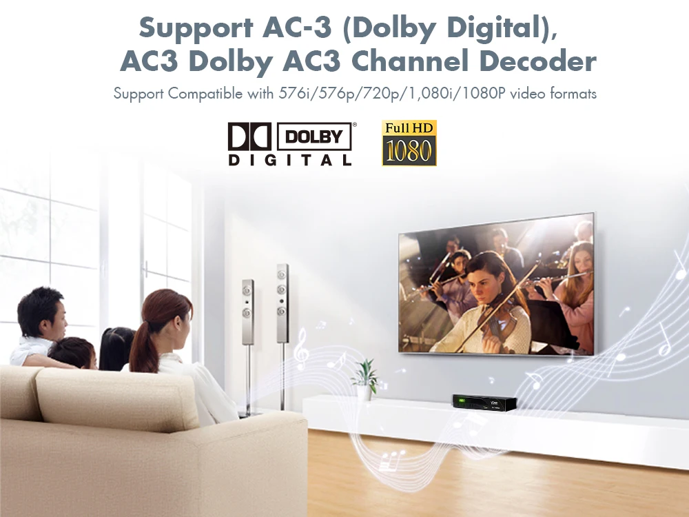 Vmade DVB T2 в наземном ТВ-приемнике приемный ТВ-тюнер с wifi DVB T2 H.265 ТВ-приставка декодер Youtube Dolby IP tv HD рецептор