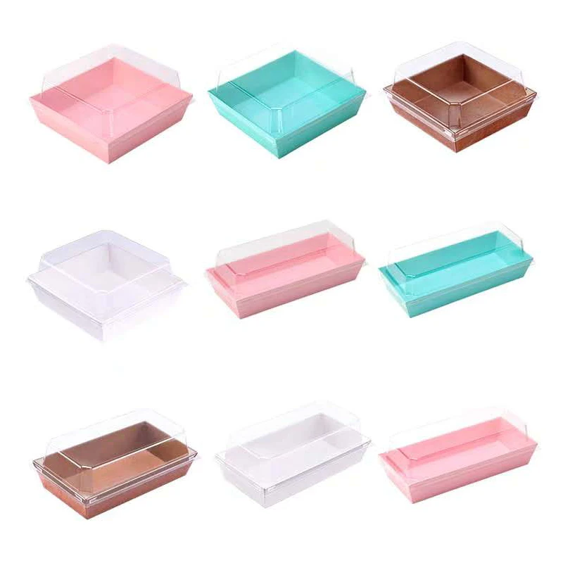 

50PCS Wedding Cupcake Boxes Ramadan Gift Cookie Containers Bakery Transparent Plastic Boxs For Packaging Resealable Lids Boxs