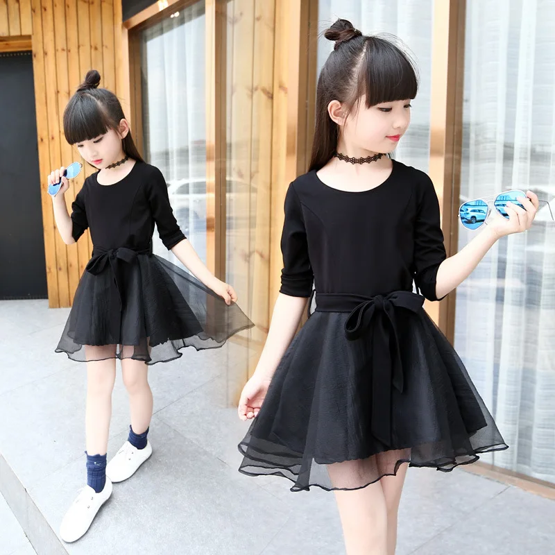 

Dresses for girls 2017 fashion Dress Summer girl dress up children's leisure long-sleeved Tulle lace princess evening dress5-13T
