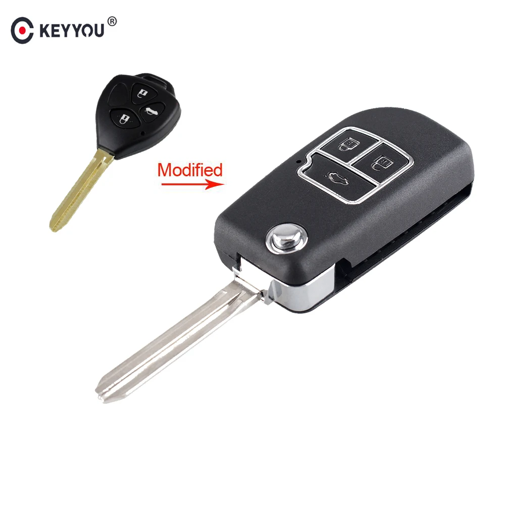 

KEYYOU 3 Buttons Modified Car Key Shell Case Replacement Car Blank Key Remote Case For For Toyota Camry/Corolla/Prado/Yaris