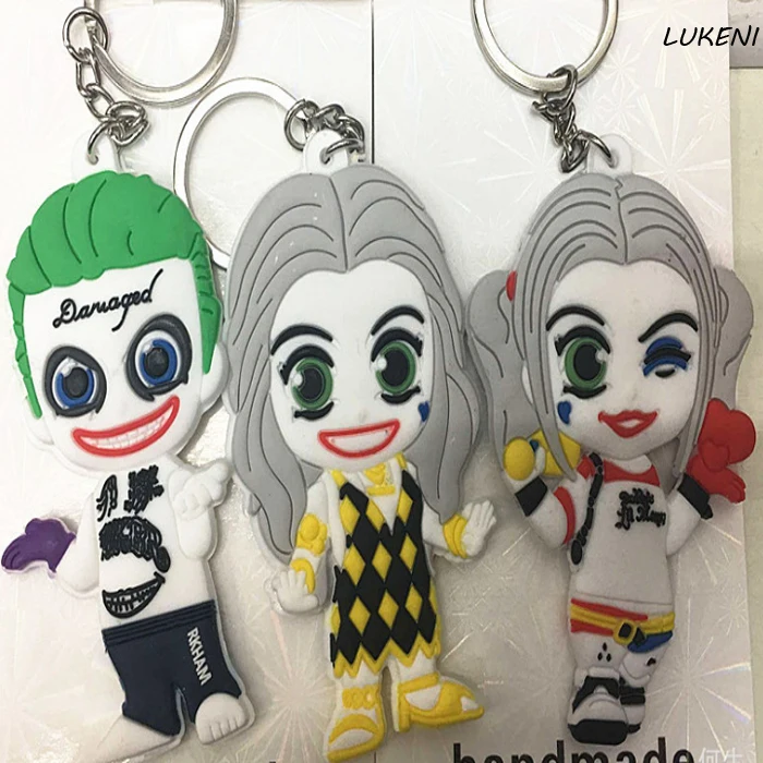 

1Pcs/set New Movie Figuras DC Suicide Squad the Joker Harley Quinn PVC Keychain Toys Pendants Dolls High Quality