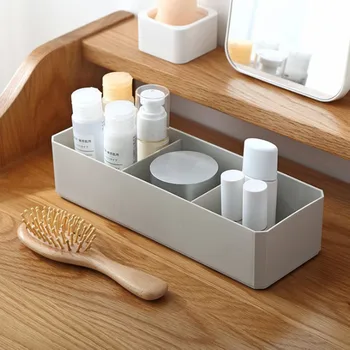 

Elegant Desktop Separated Cosmetics Storage Box Dressing Table Sundries Cotton Pad Swab Storage Boxes Dust-proof Storage Box