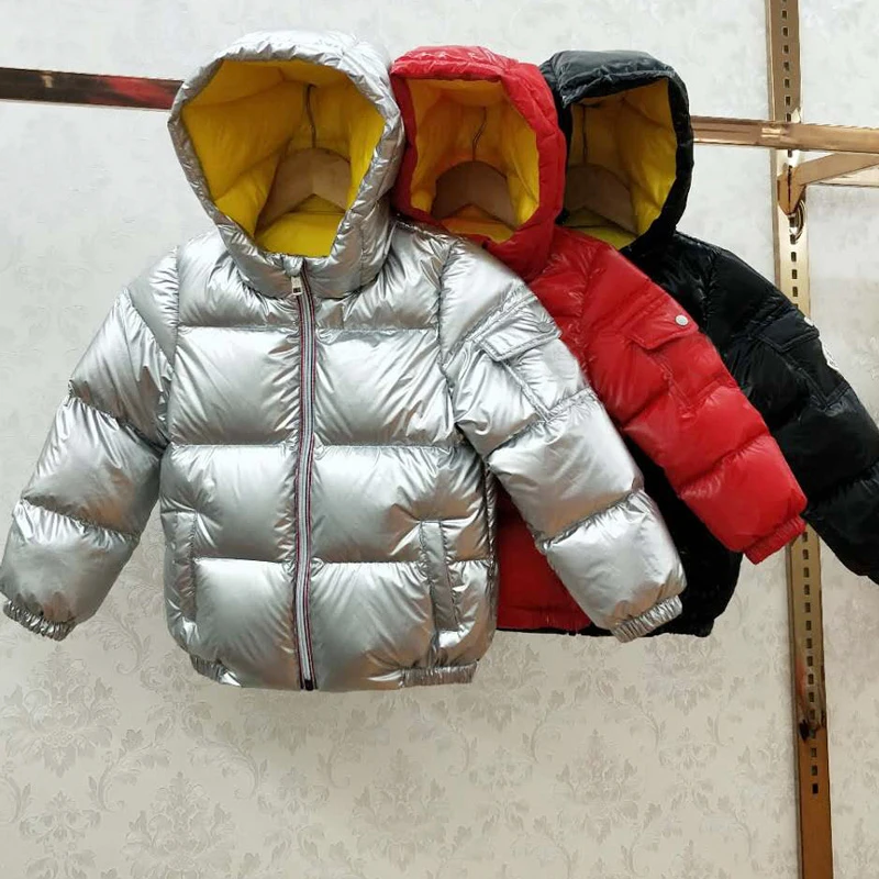 

2018 Fashion children silver down jacket kids boys girls parka thickened warm jacket windproof winter children winter coat 3-12T