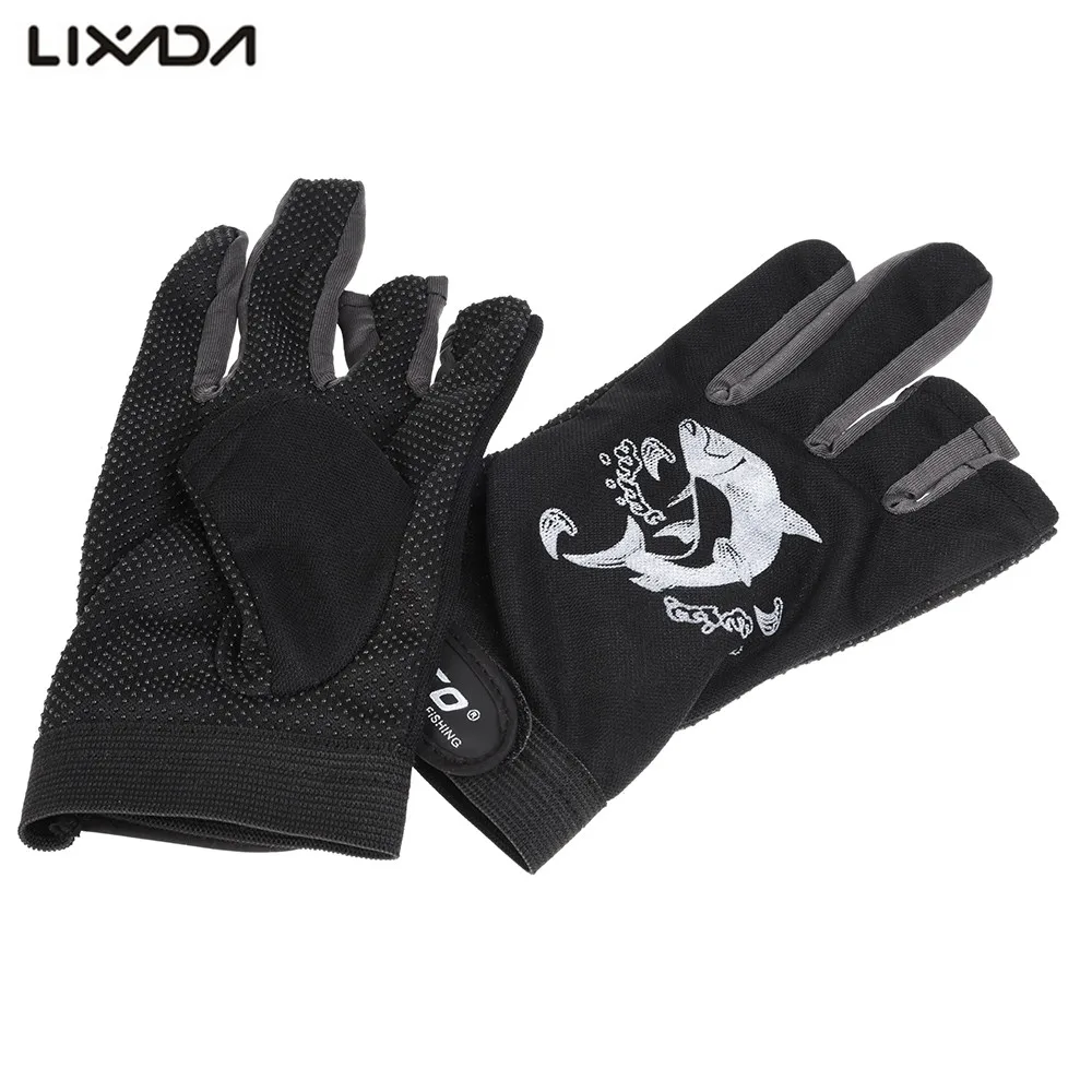 

LEO Fishing Gloves 1Pair/Lot 3 Finger Cut Design Outdoor Breathable Gloves Nylon Material for Pesca 3 Color