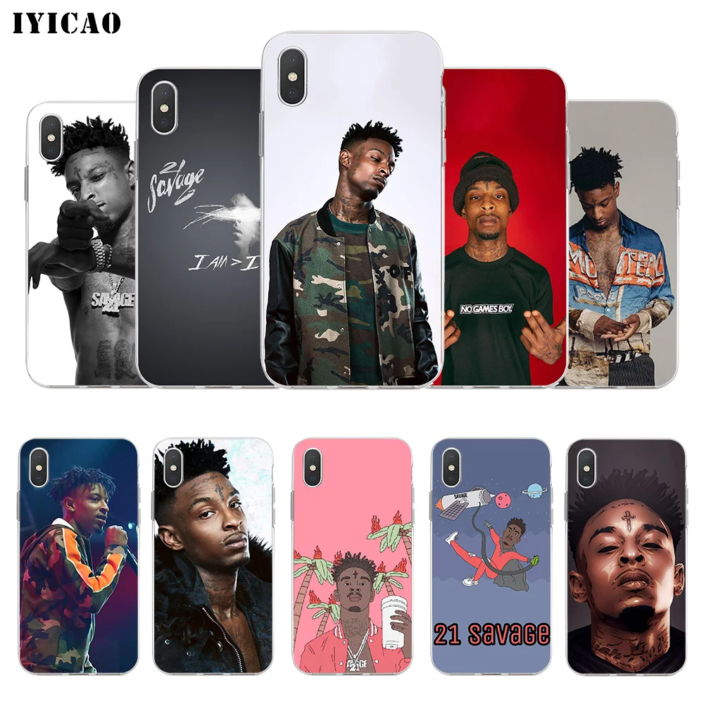 

IYICAO 21 Savage Rapper singer Soft Silicone Phone Case for iPhone X XR XS MAX 6 6s 7 8 Plus X 5 5S SE TPU Cover