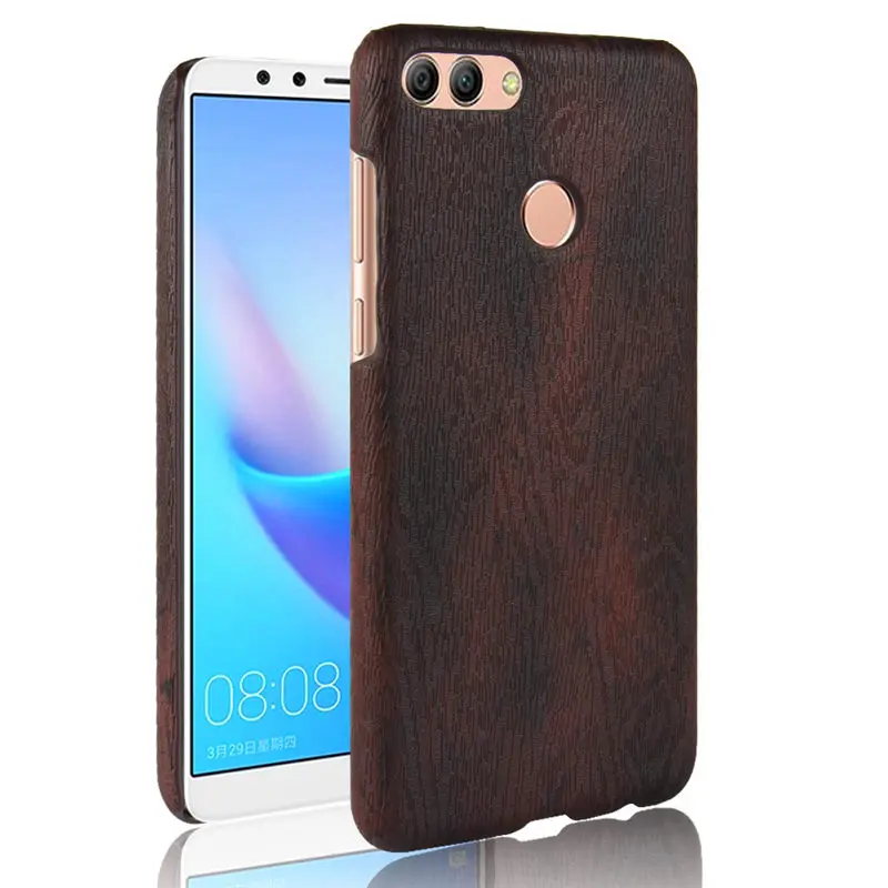 

SuliCase Leather Case for Huawei Y9 2018 Wood Grain Phone Case Cover for Huawei Y9 2018 Enjoy 8 Plus 8Plus Hard PC Frame Cover