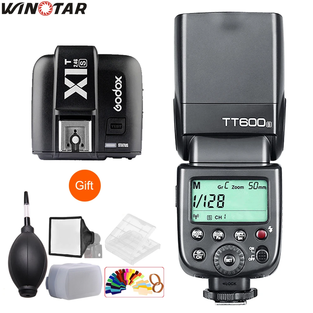 Беспроводная вспышка Godox TT600 TT600S 2 4G + X1T N/C/S/F/O передатчик для Nikon Canon Sony Fuji Olympus