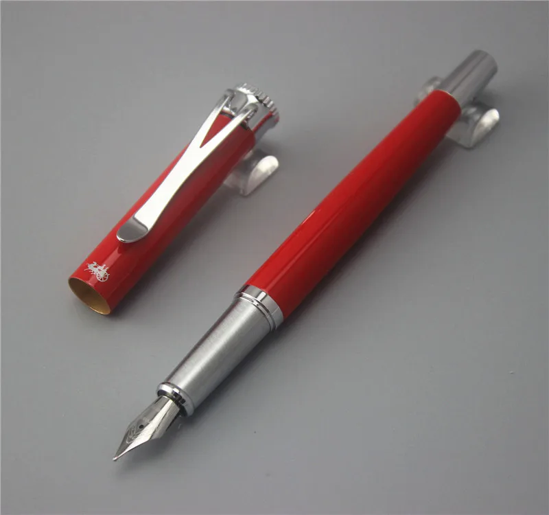 

JINHAO Y3 RED New Fine Deep Red Twist Carven Medium Nib Fountain Pen Study Office metal Pens with 5pcs ink sac