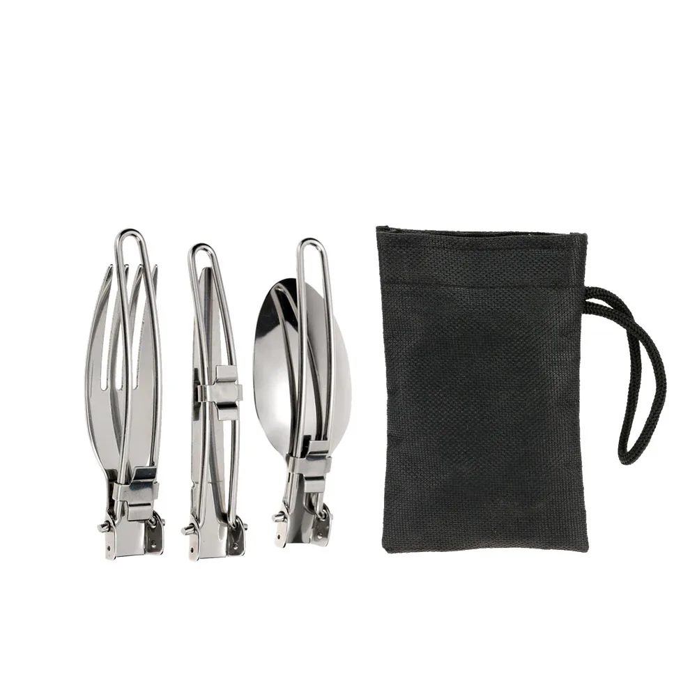 

Outdoor Eco-friendly Stainless Steel Tableware Camping Hiking Travelling Picnic Portable Spoon Fork Knife Set with Storage Box