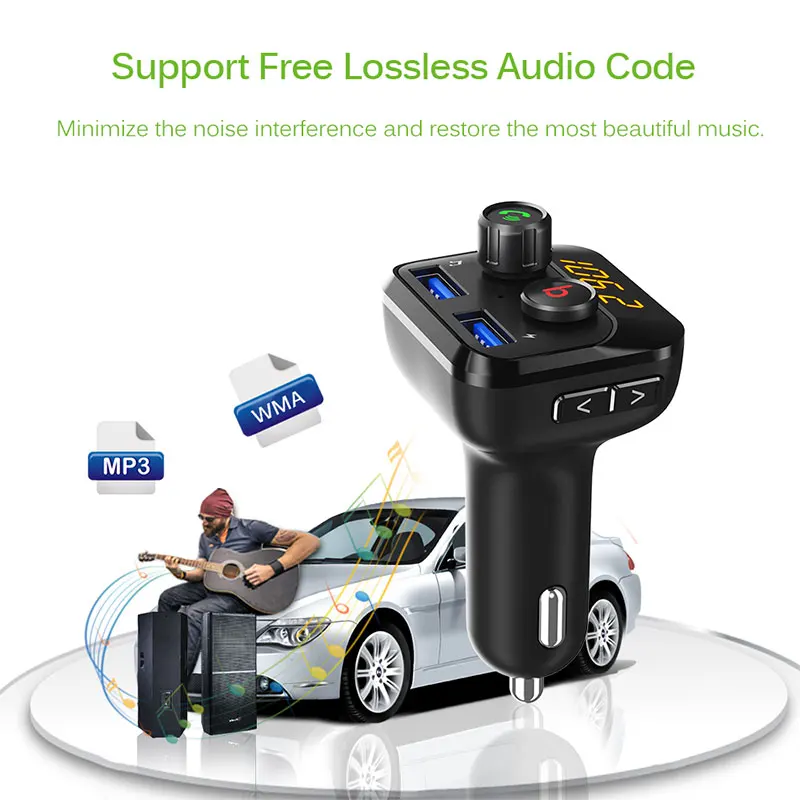 Портативный fm-передатчик бас TF карта BT201D Dual USB Smart 5 V/3.4A Универсальный Bluetooth автомобильный комплект MP3