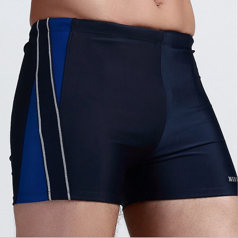 Blue Patchwork Bathing Suit Man Bathing trunks Swimwear Boxer Swimming