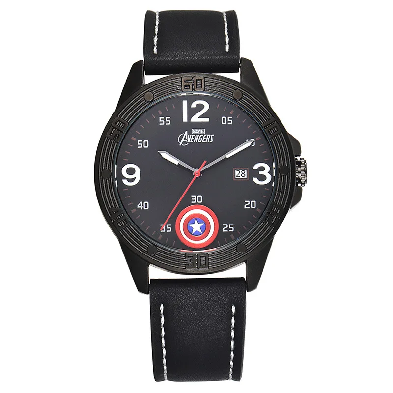 

man watch Disney brand mens watches leather quartz clocks men's casual waterproof calendar original wristwatch Captain America
