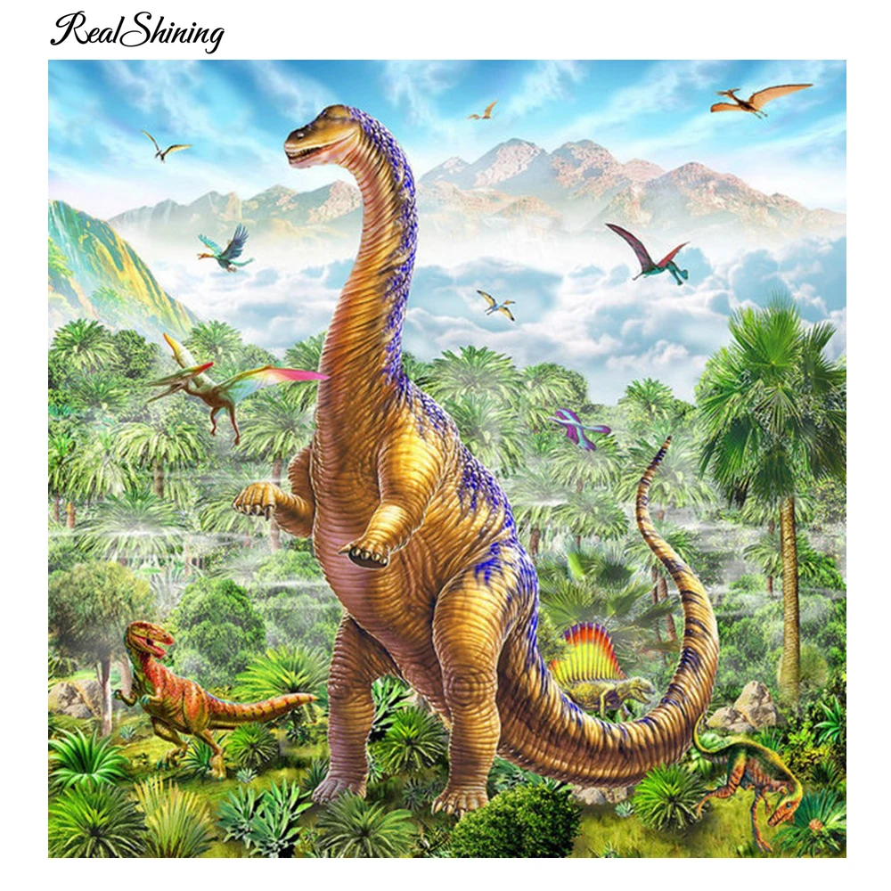 

REALSHINING Diamond Painting Cartoon Dinosaur Full Square Rhinestones Cross Stitch 5D DIY Diamond Embroidery Painting DE137
