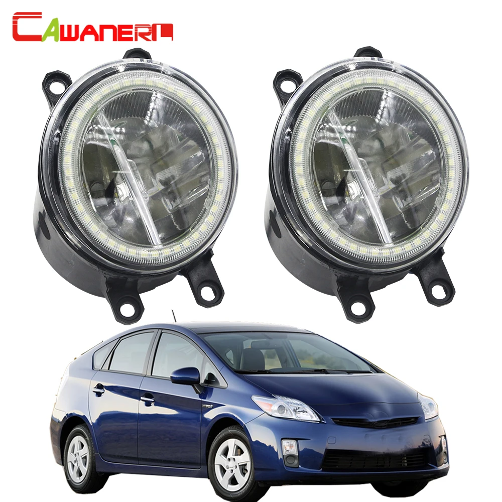 Cawanerl для Toyota Prius 2009 2010 2011 2012 автомобиля H11 светодиодный лампы противотуманного фонаря+ глаза ангела дневного светильник DRL 4000LM 12V