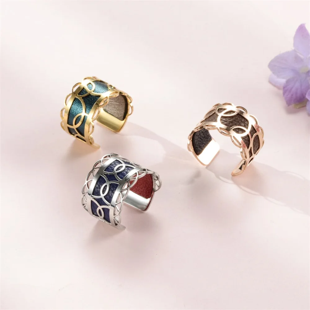 

Legenstar New Adjustable Rings for Women Hoop Pattern Reversible Leather Stainless Steel Bague Homme Engagement Ring Femme 2019