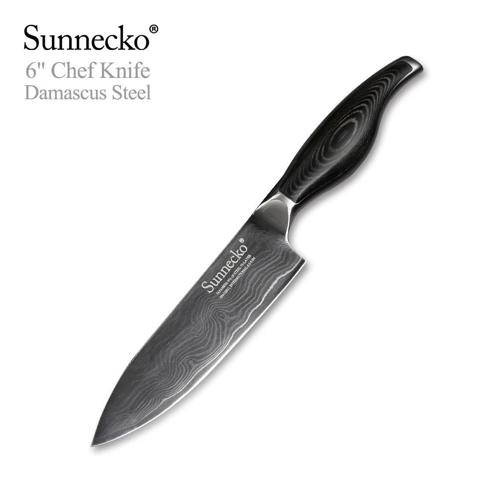 Sunnecko ножи из дамасской стали Комплекты повар шеф-повар мясо Тесак утилита Santoku для очистки овощей нож для нарезания Кухня Ножи набор с деревянными ручками