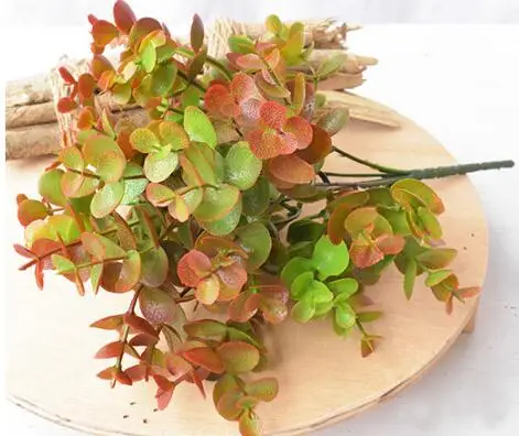 15pcs Fake Greenery 5 Stems Simulation Eucalyptus Plastic Leaf
