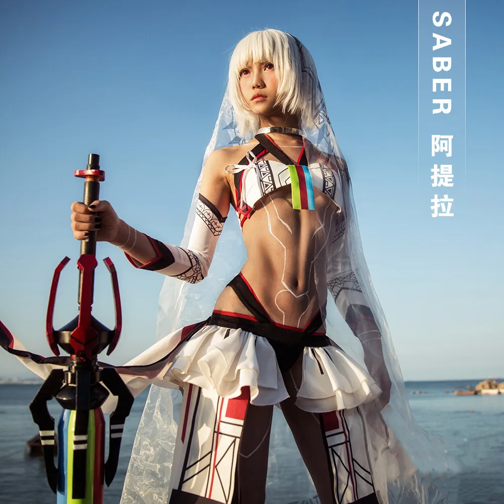 

Anime Fate Extella Saber Attila The Hun Altera Uniform Full Set Cosplay Costume New L 2017 Free Shipping Halloween Costume